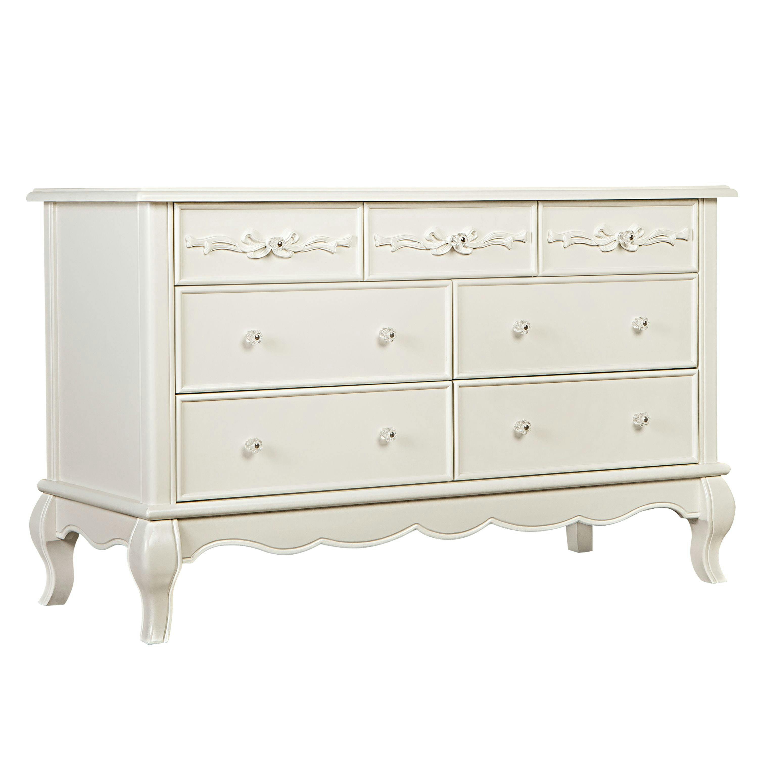 Enchanted Ivory Lace Double Dresser with Dovetail Drawers
