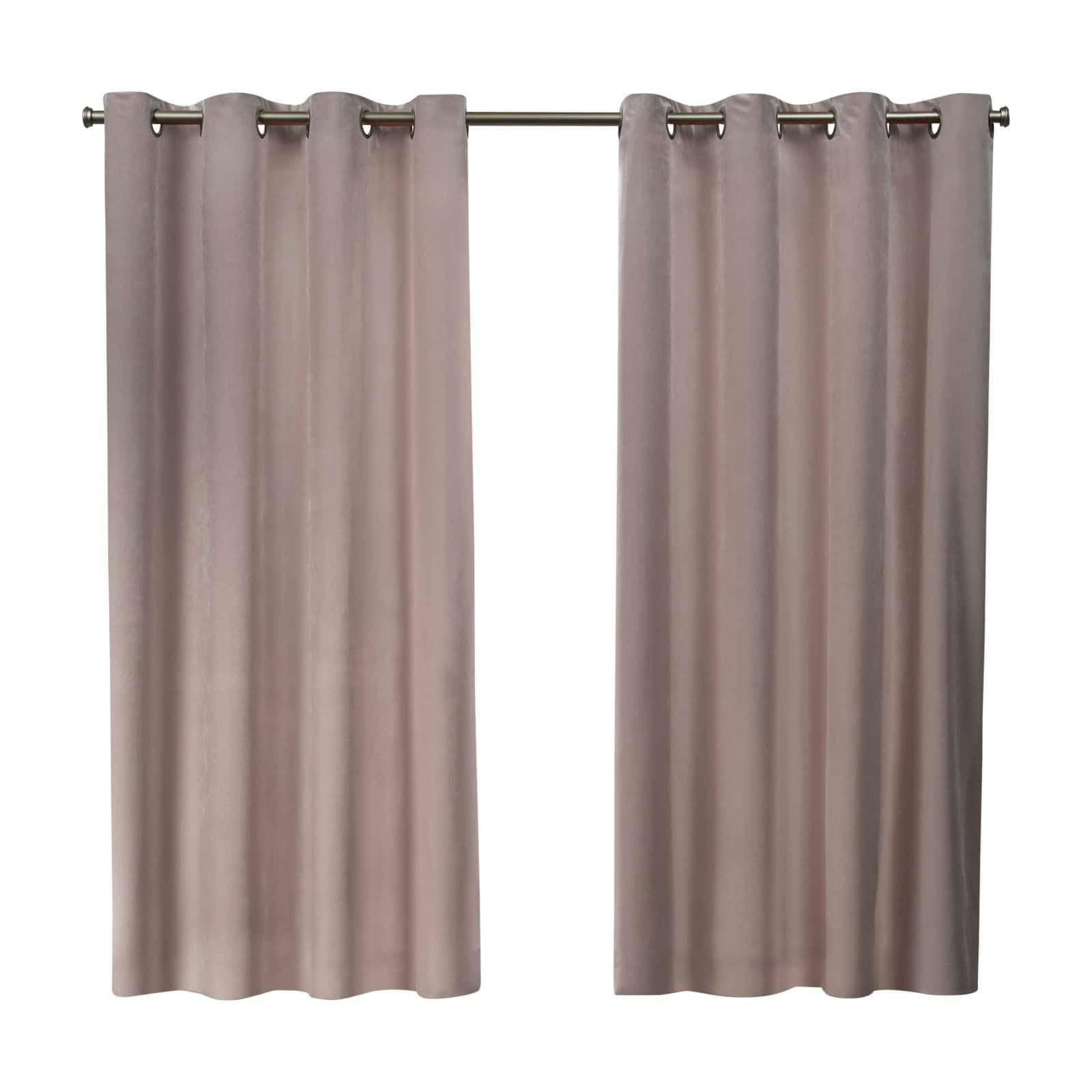 Blush Velvet Luxe 54"x96" Grommet Top Room-Darkening Curtain Panel Pair