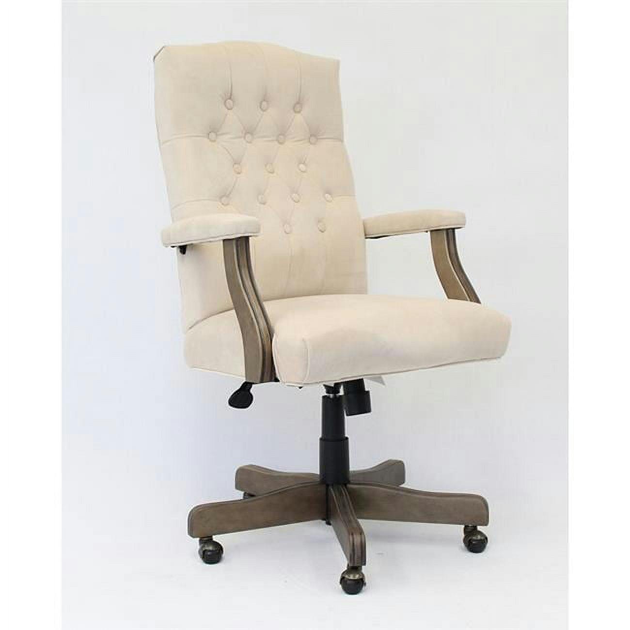 Executive High-Back Ergonomic Swivel Chair in Gray with Metal and Wood Accents