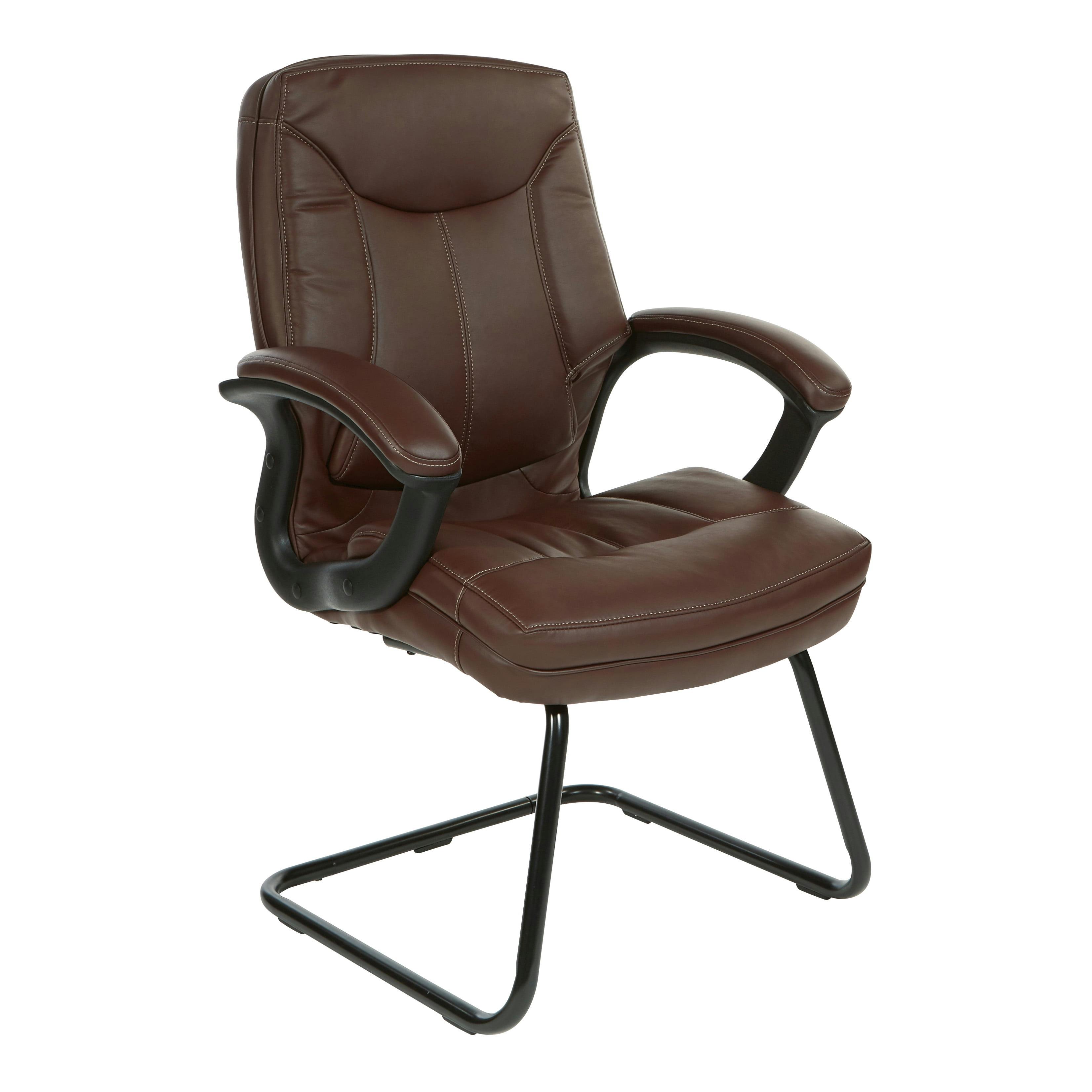 Ergonomic Chocolate Faux Leather Swivel Office Chair with Metal Finish