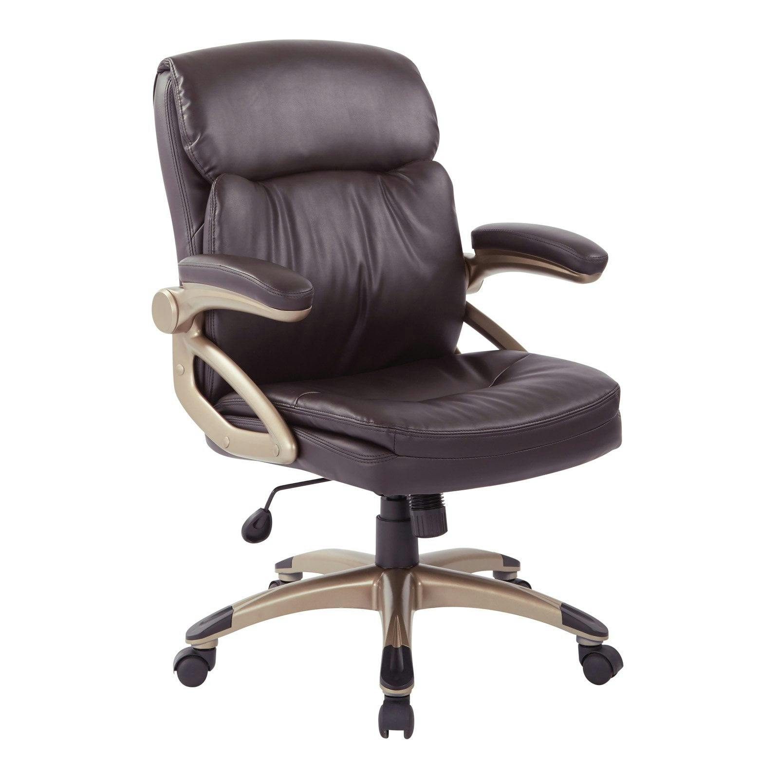 Espresso Bonded Leather Executive Chair with Adjustable Arms