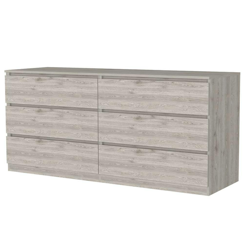 Seul Contemporary 6-Drawer Light Gray Double Dresser