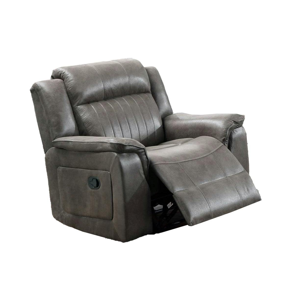Luxurious Gray Fabric Manual Recliner Chair with Pillow Top Arms