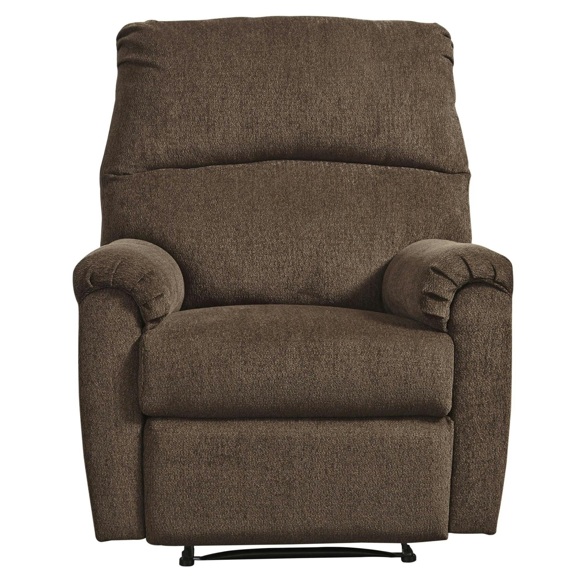 Sturdy Polyester Brown Zero Wall Recliner with Pillow Top Armrests