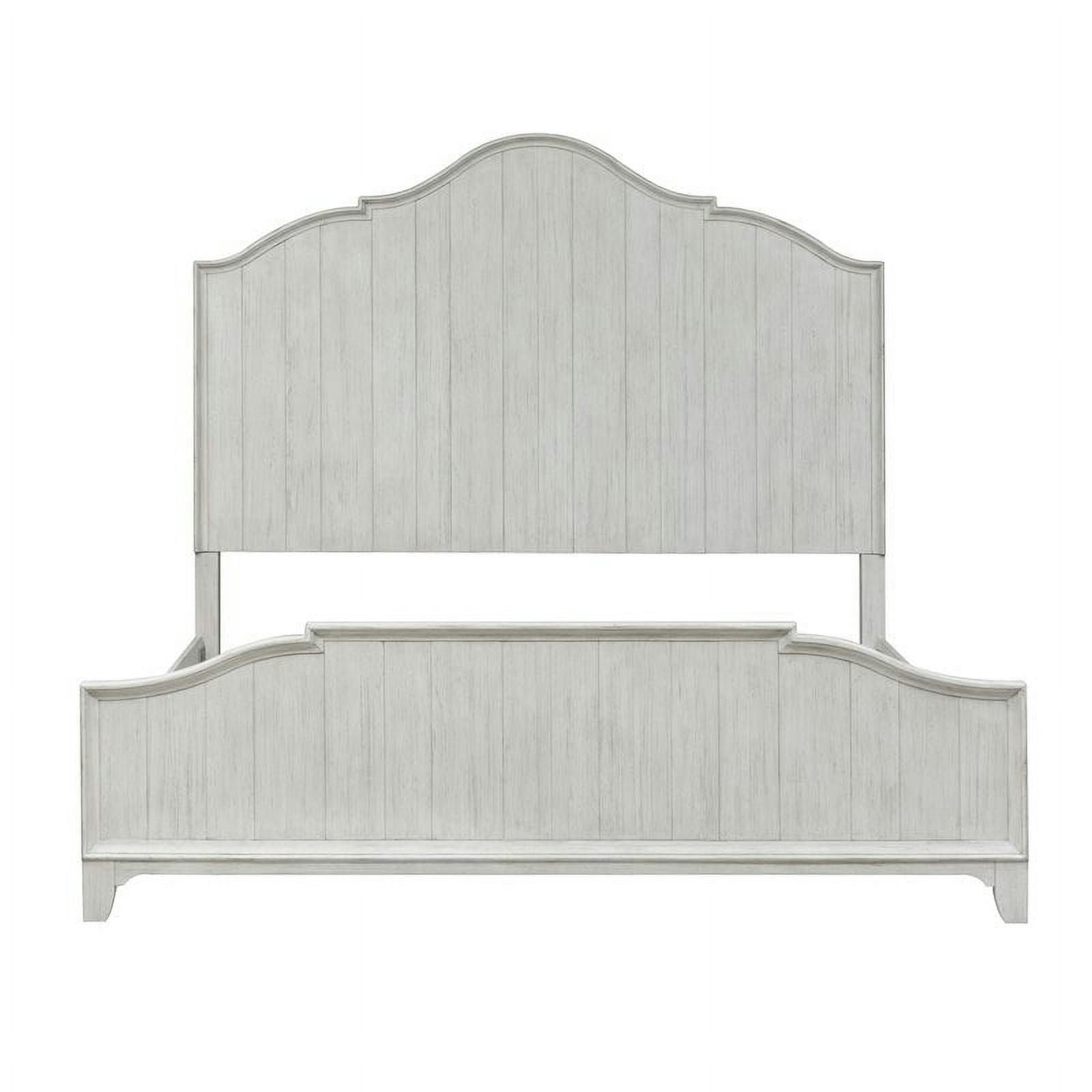 Cottage Charm Antique White King Panel Bed with Pine Frame