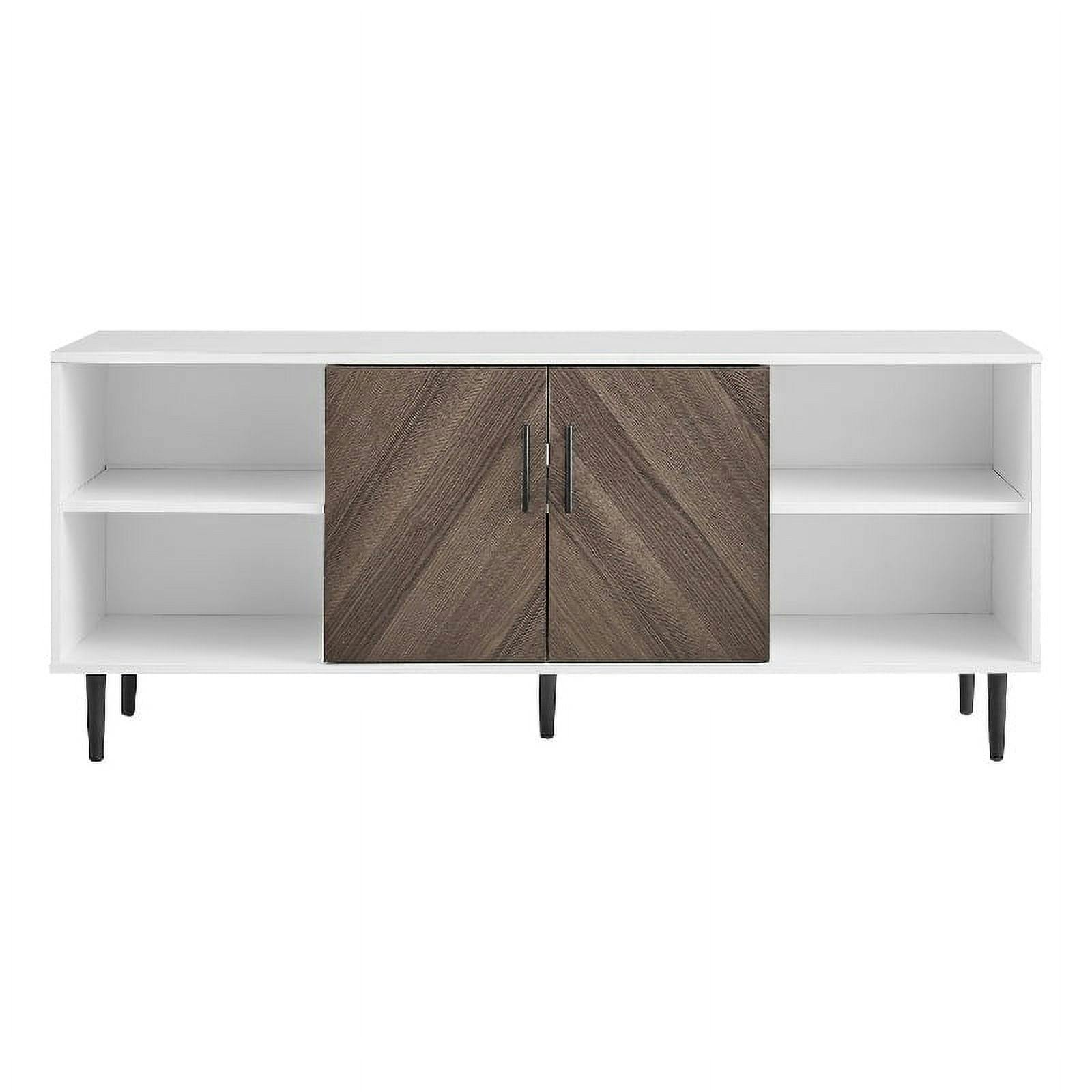 Ash Brown Faux-Bookmatch 58'' Media Console with Cabinet