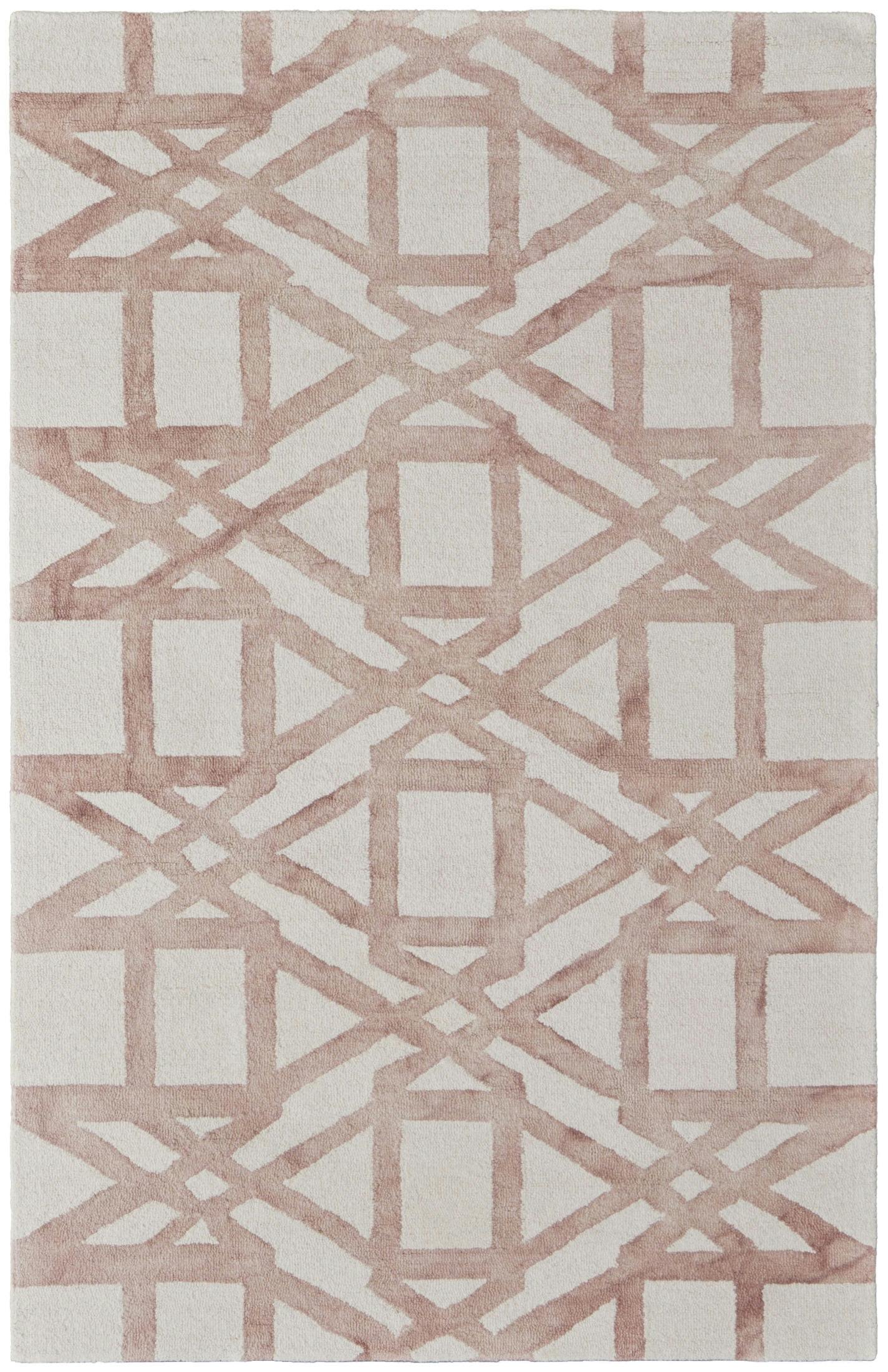 Ivory Geometric Tufted Wool Accent Rug 3'6" x 5'6"