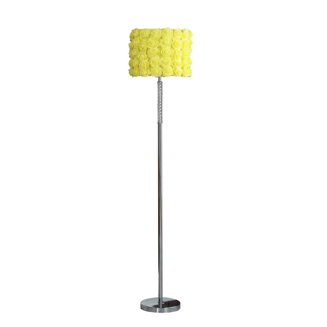 Finn 63" Adjustable Glamorous Floor Lamp with Yellow Silk Roses