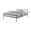 Contemporary Full Metal Bed Frame with Slatted Headboard in Gunmetal