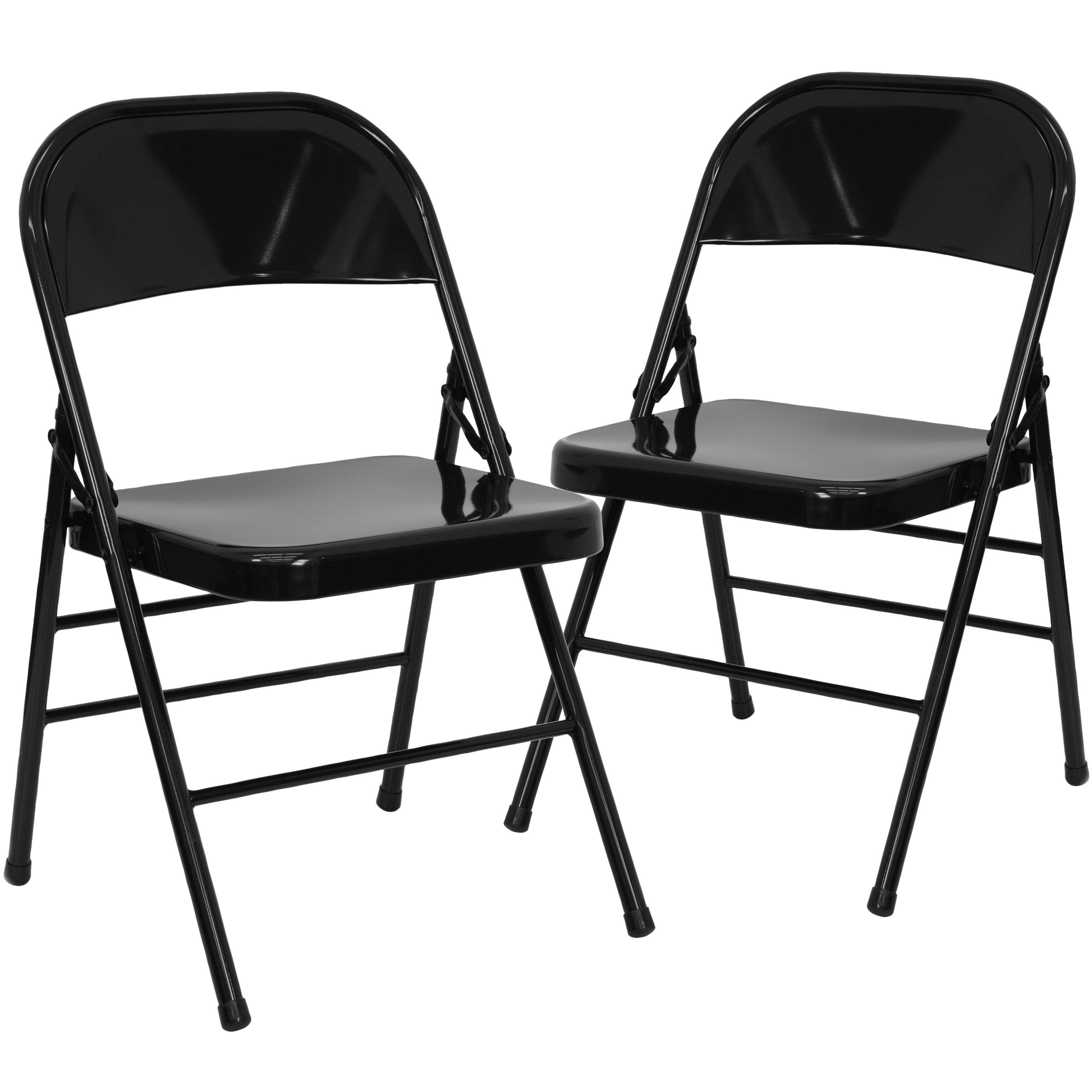 Hercules Series Black Metal Armless Mid-Back Folding Chair Set