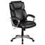 Executive Mid-Back Black LeatherSoft Swivel Office Chair with Padded Arms