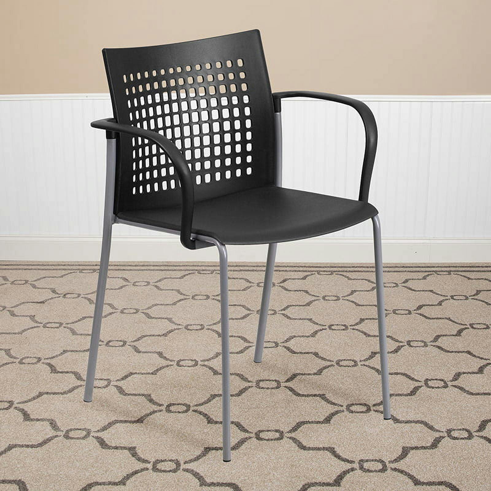 ErgoVent Black Stackable Chair with Air-Vent Back and Silver Frame