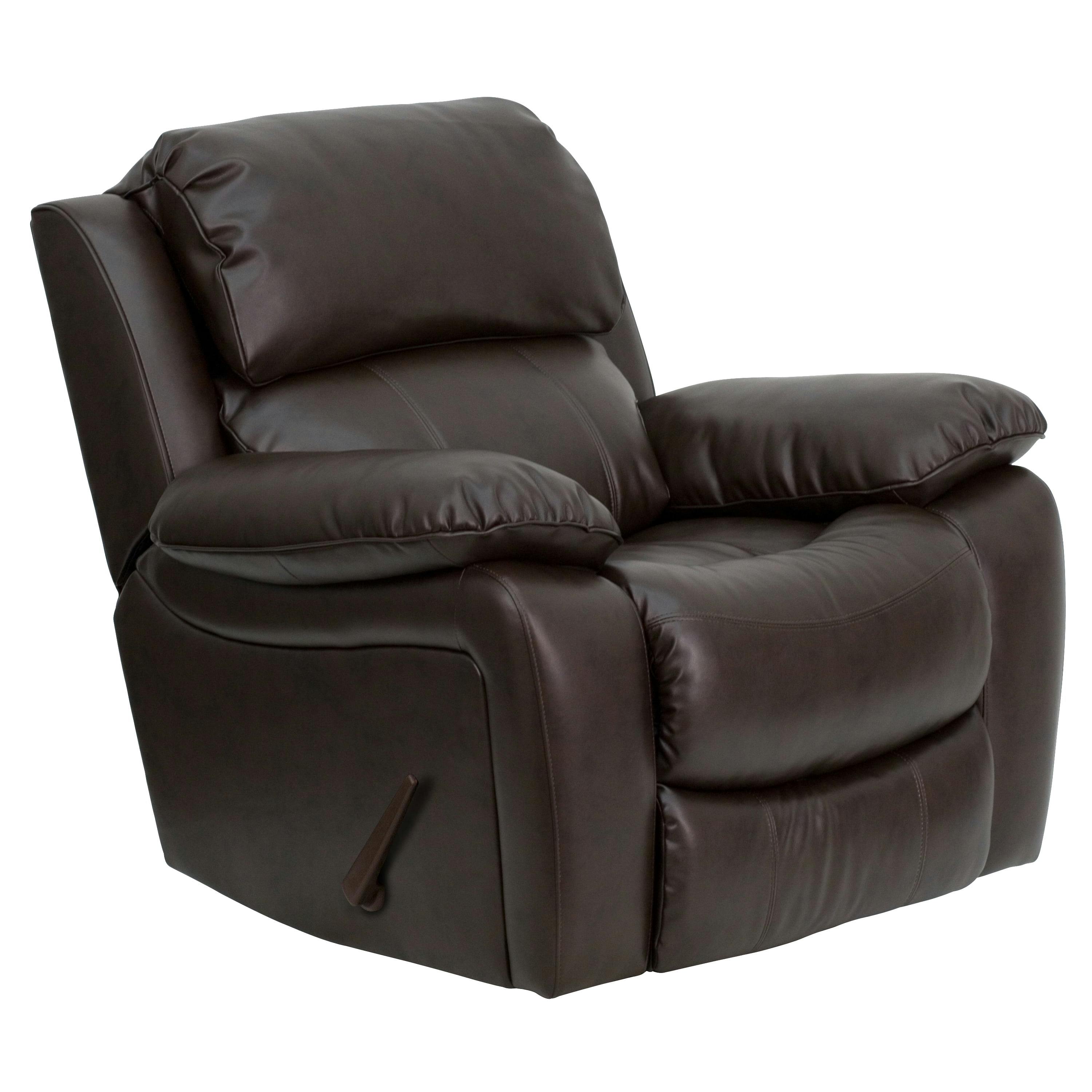 Sumptuous Brown LeatherSoft Rocker Recliner with Padded Comfort
