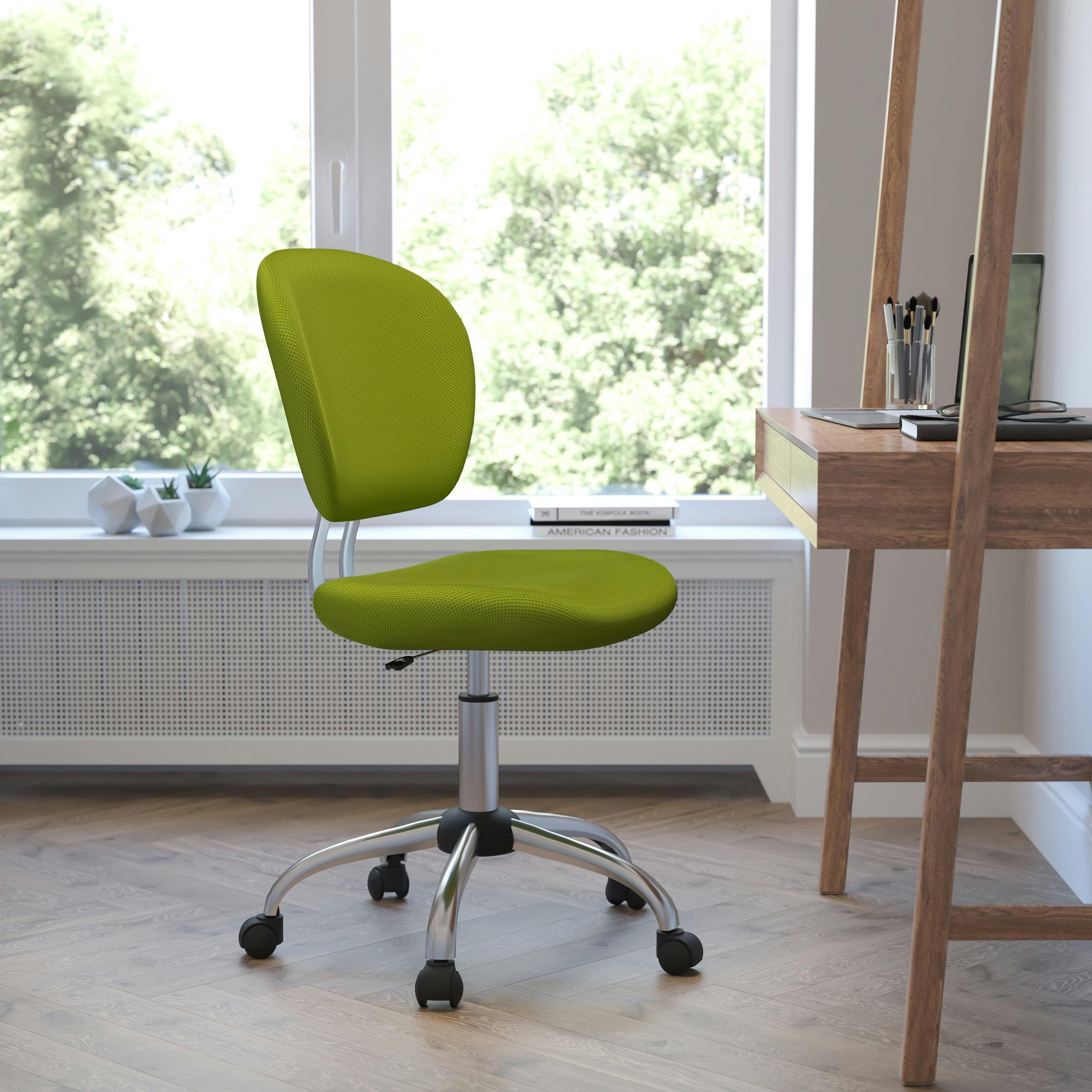 Apple Green Mesh Mid-Back Swivel Task Chair with Chrome Base