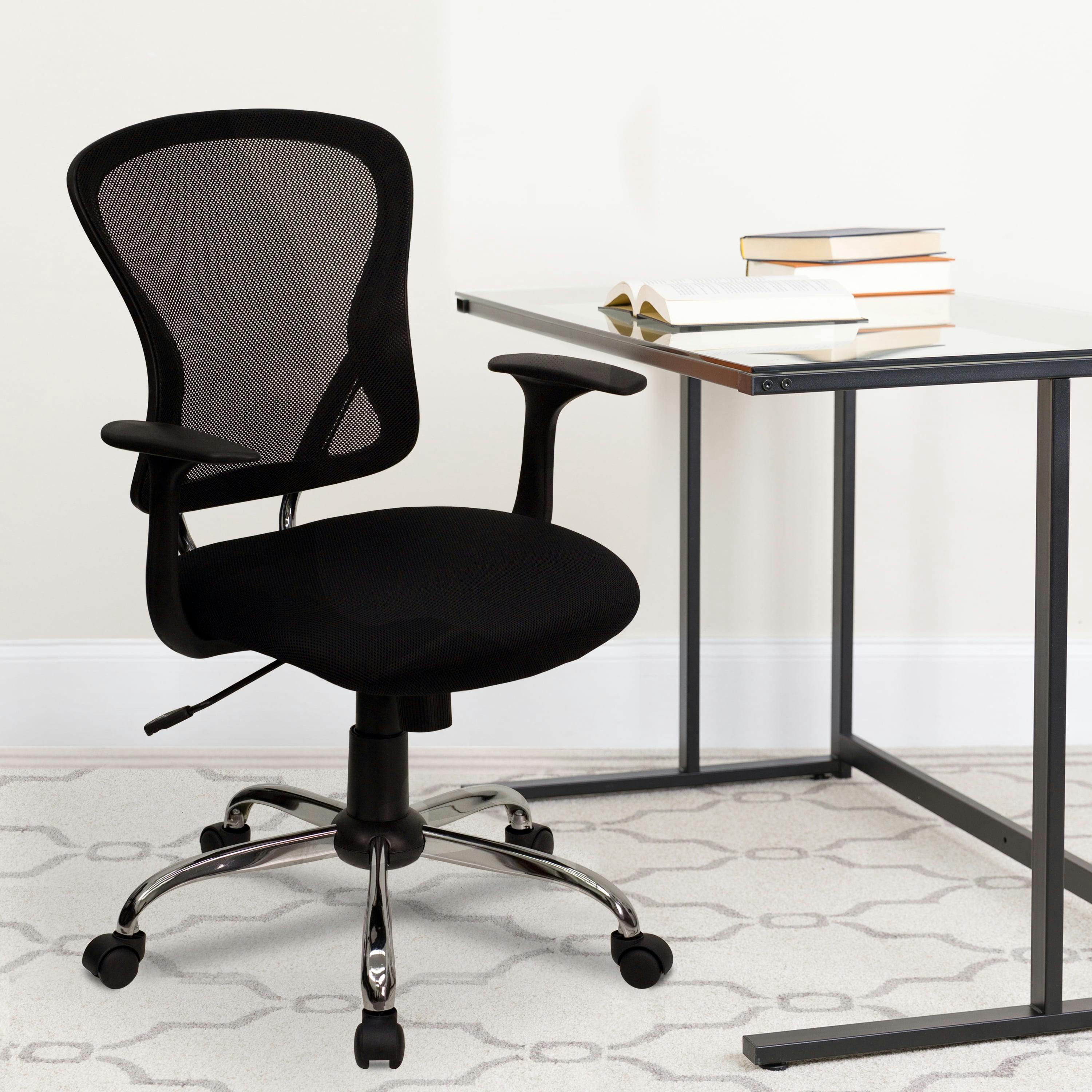 ErgoComfort 360° Swivel Mesh Task Chair with Metal Base - Black