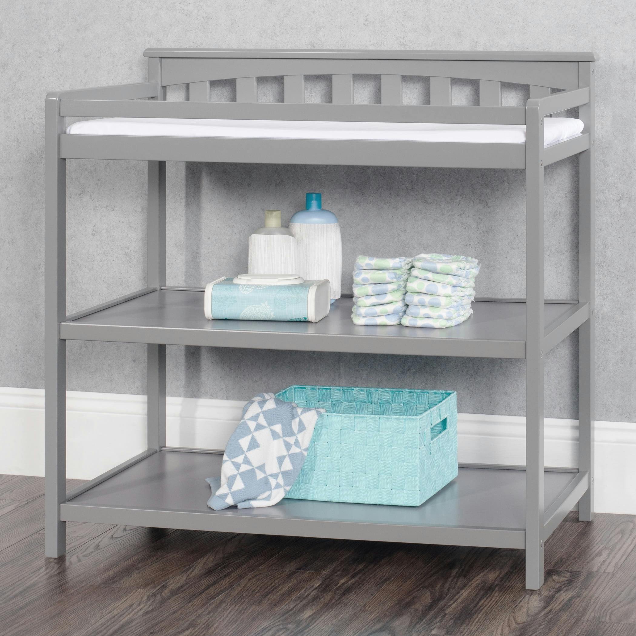 Cool Gray Flat Top 38" Changing Table with Safety Strap