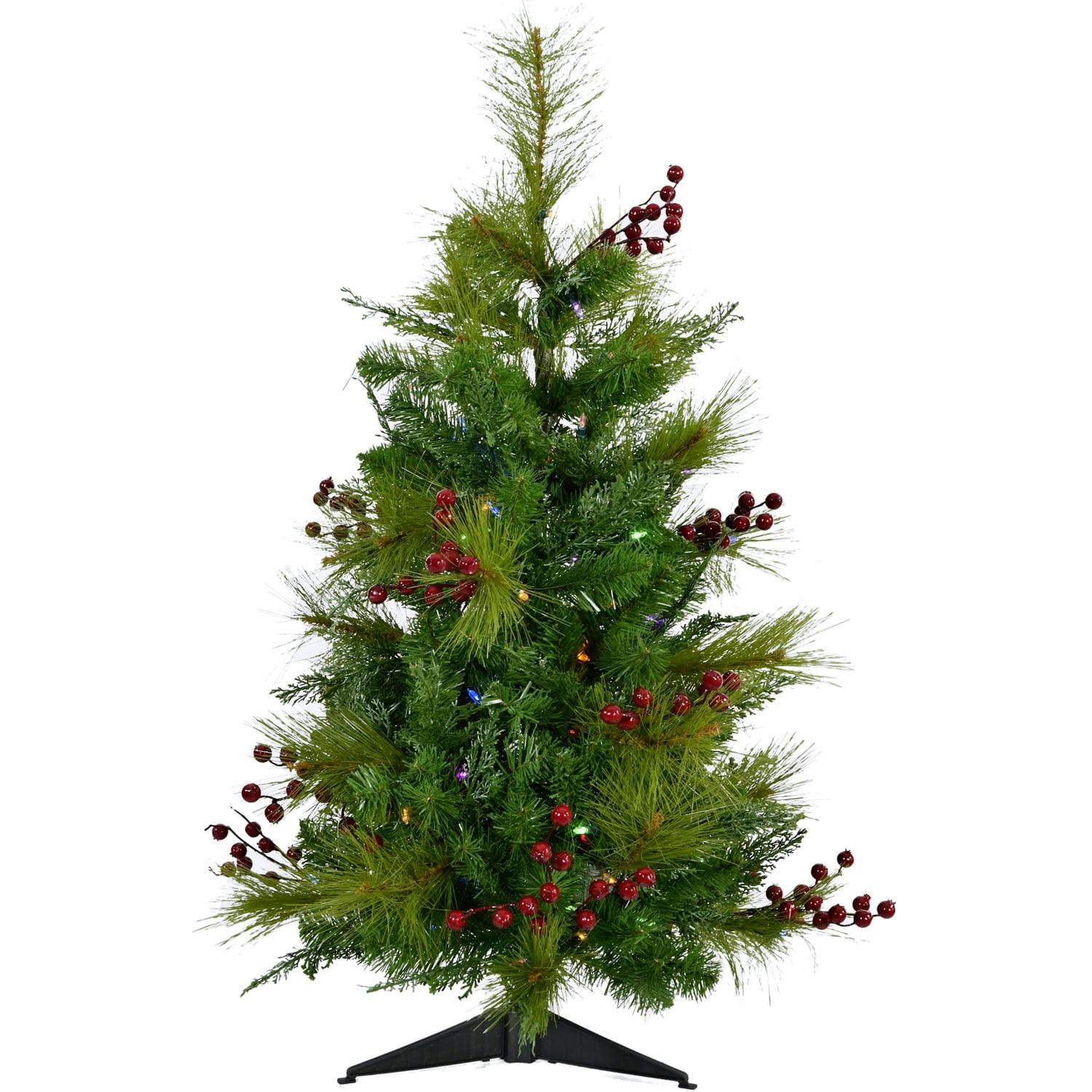 Newberry Pine 4-Ft Tabletop Christmas Tree with Multi-Colored LED Lights