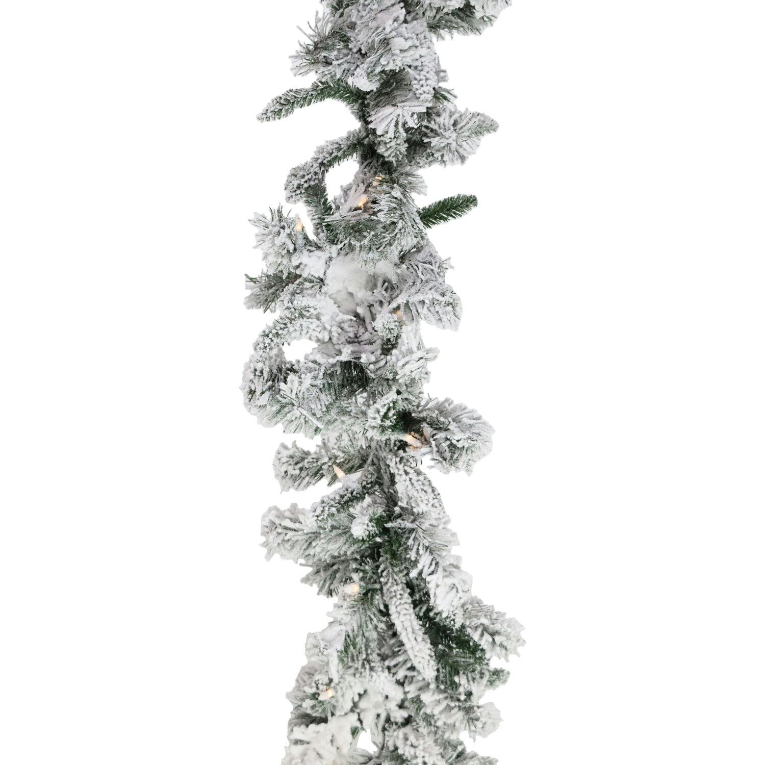Frosted Pine 9-Ft Pre-Lit Artificial Garland with Warm LED Lights