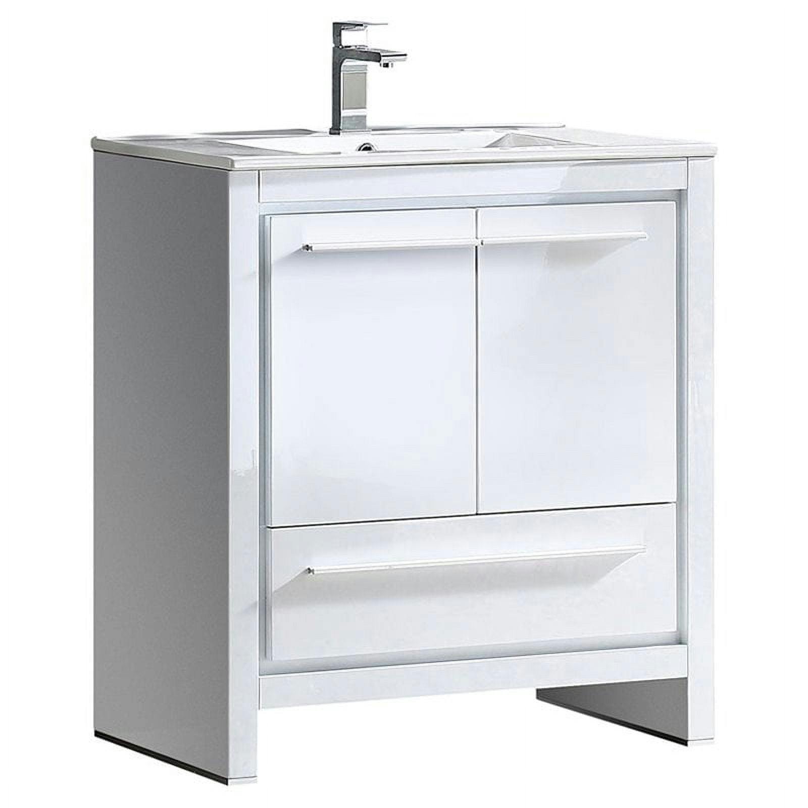Elegant Fresca 30" White Modern Free-Standing Bathroom Vanity with Integrated Sink