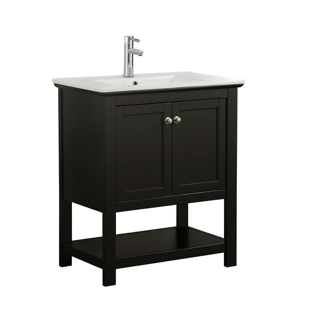 Manchester 30" Black Solid Wood Free-Standing Single Sink Vanity