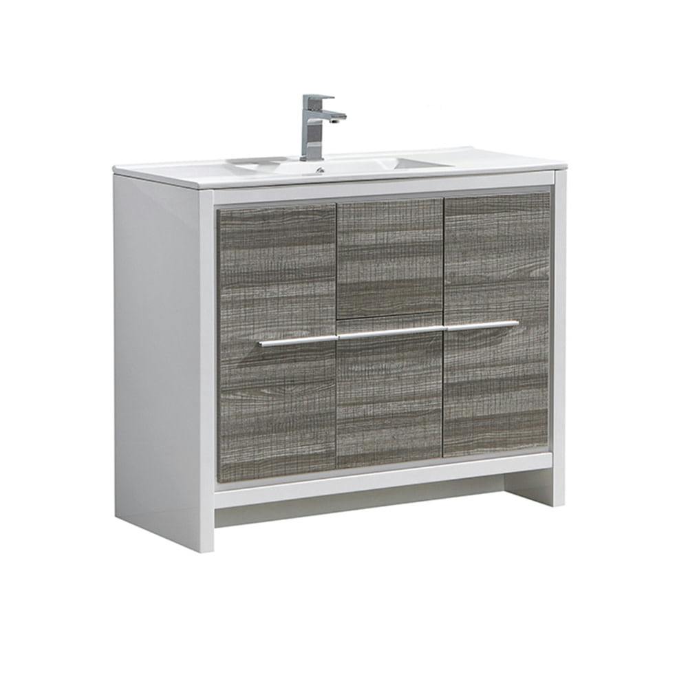 Ash Gray Modern 40" Freestanding Bathroom Vanity with Integrated Sink