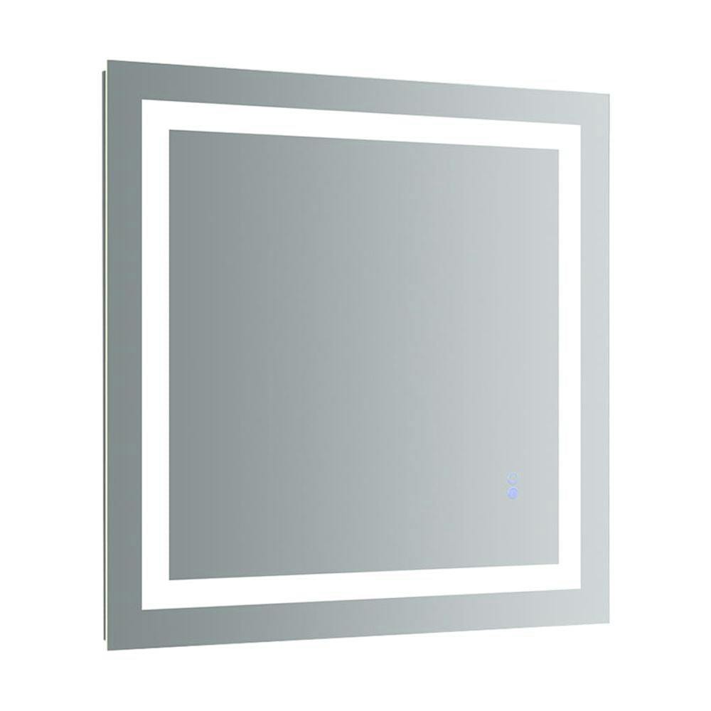 Sleek 30" Square Frameless Bathroom Vanity Mirror with LED & Defogger