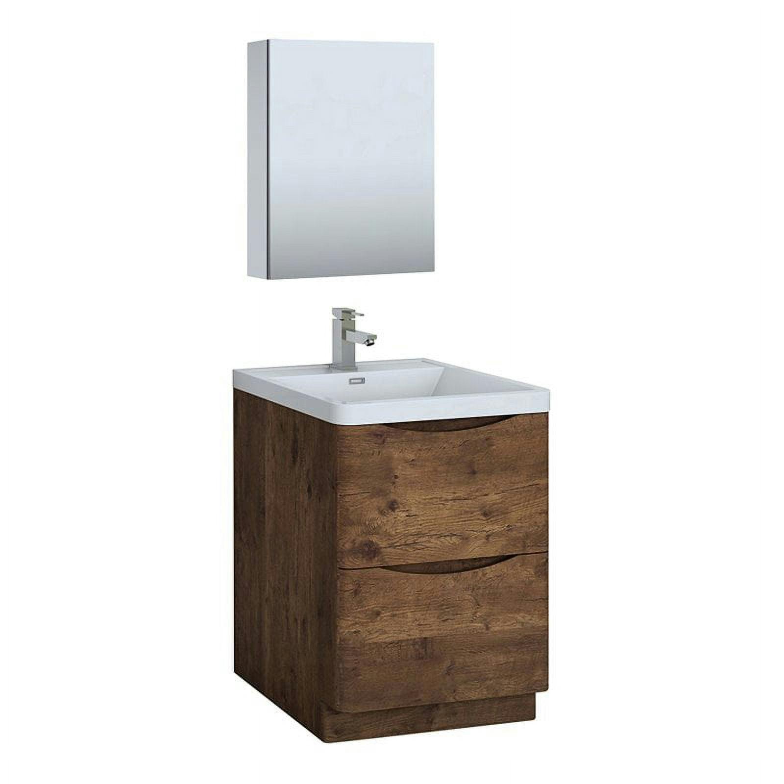 Rosewood 24" Modern Free-Standing Vanity Set with Acrylic Sink
