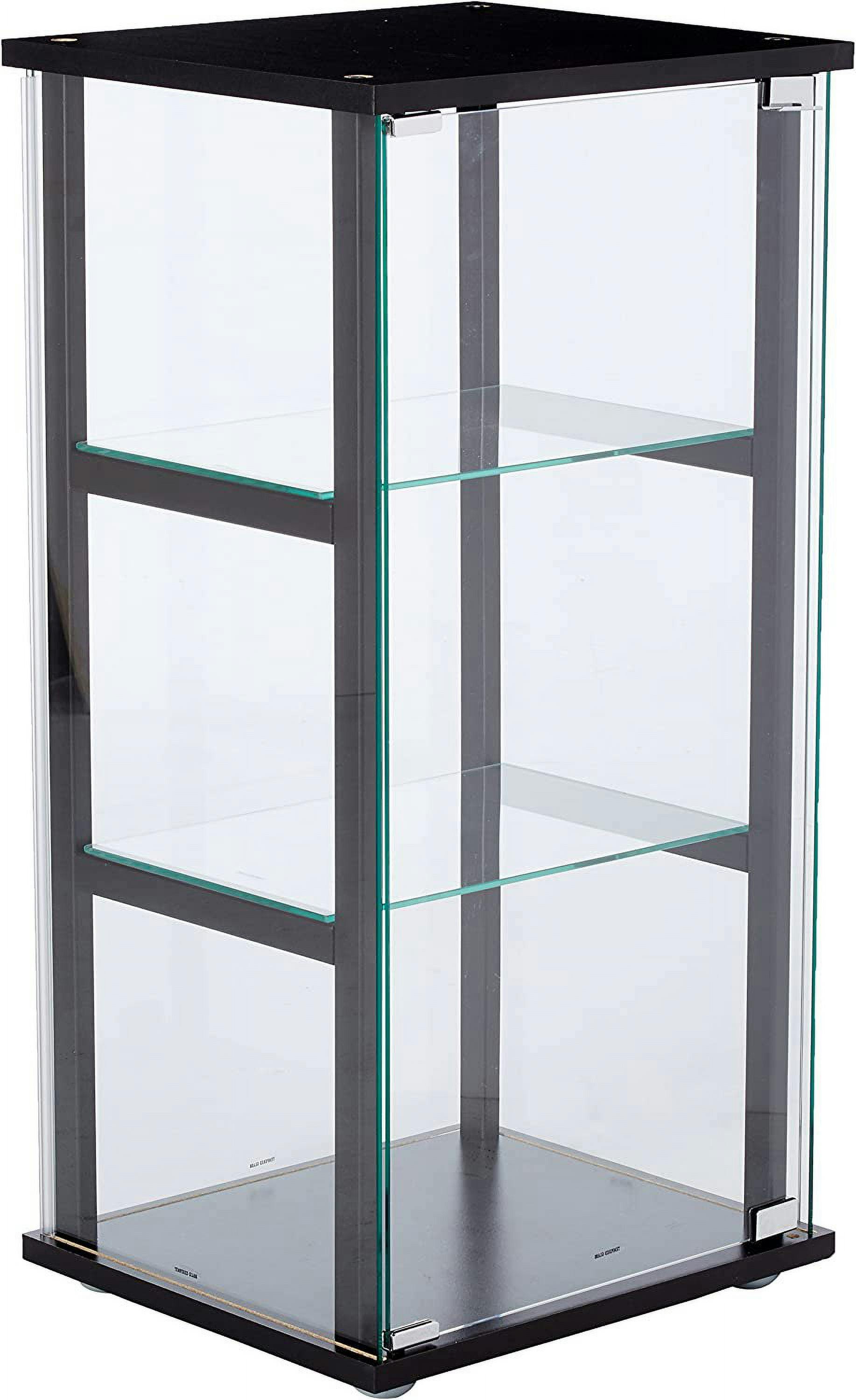 Transitional Black 3-Shelf Glass Curio Display Cabinet