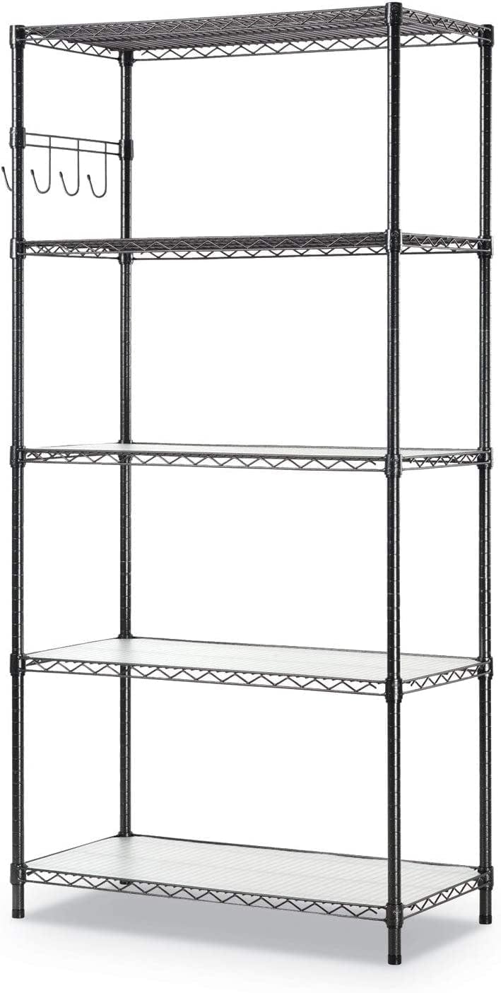 Alera Anthracite 5-Shelf Wire Shelving Unit with Casters, 36W x 18D x 72H