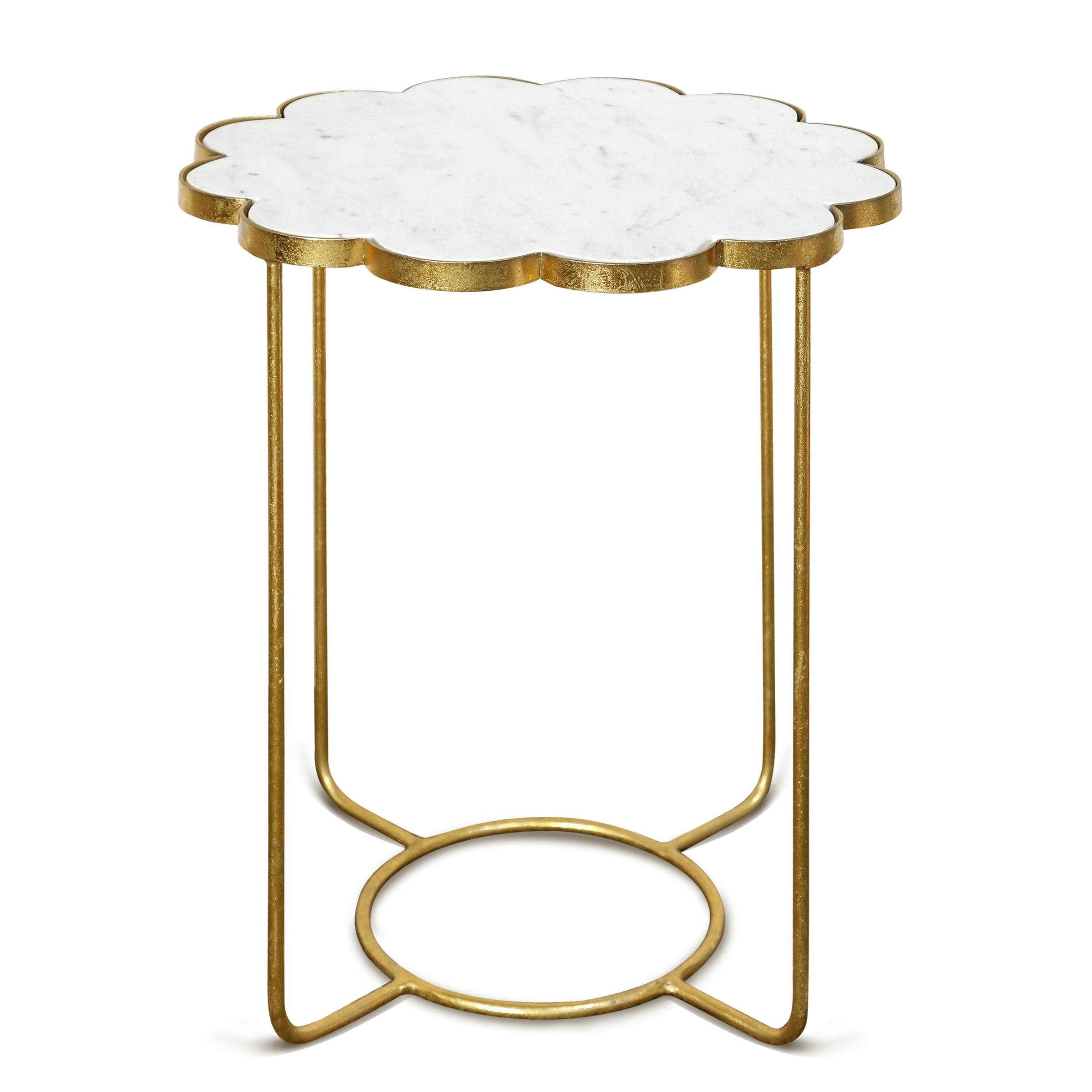 Galaxia 18.5" Round White Marble and Gold Metal Accent Table