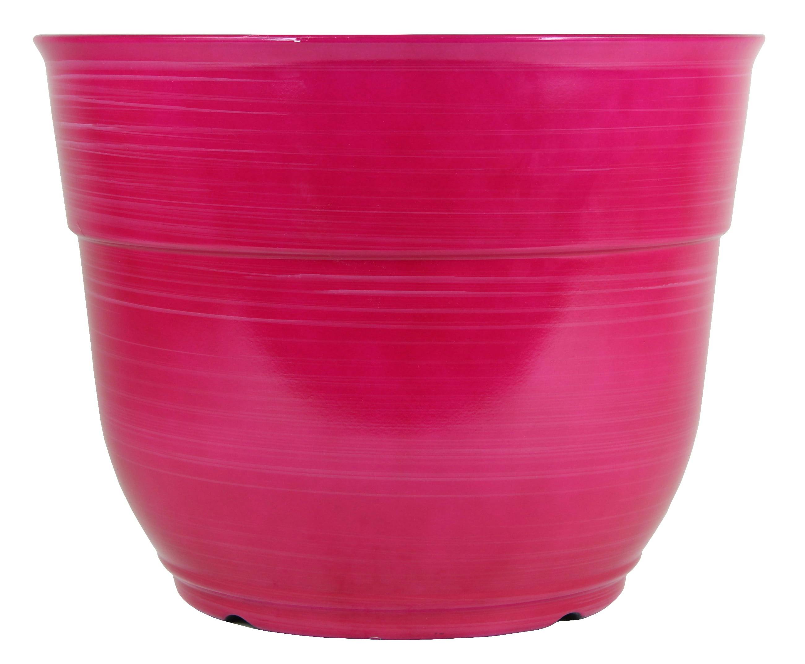 Bright Pink Modern Indoor/Outdoor 15" Plastic Planter with Drainage