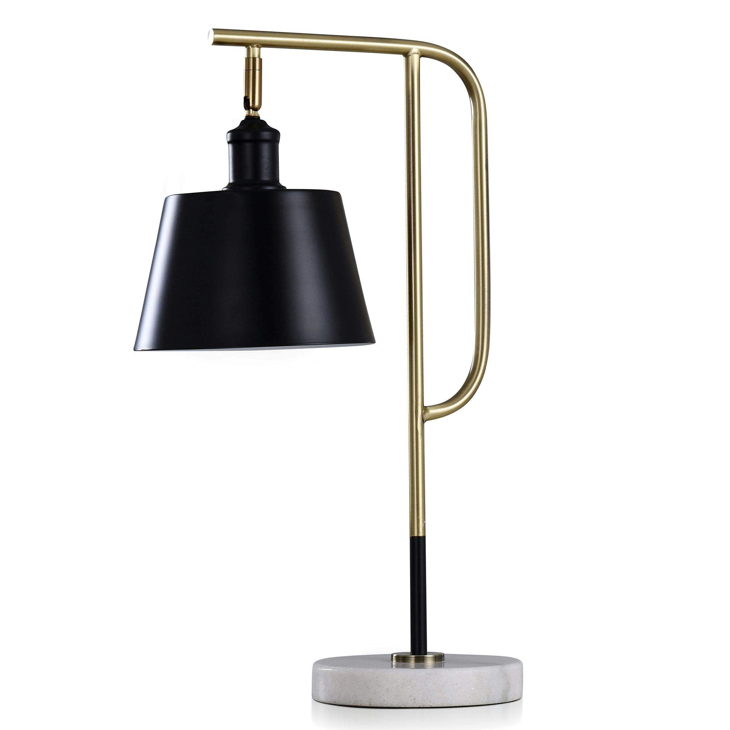 Gemma 25" Adjustable Black and Gold Steel Marble Desk Lamp