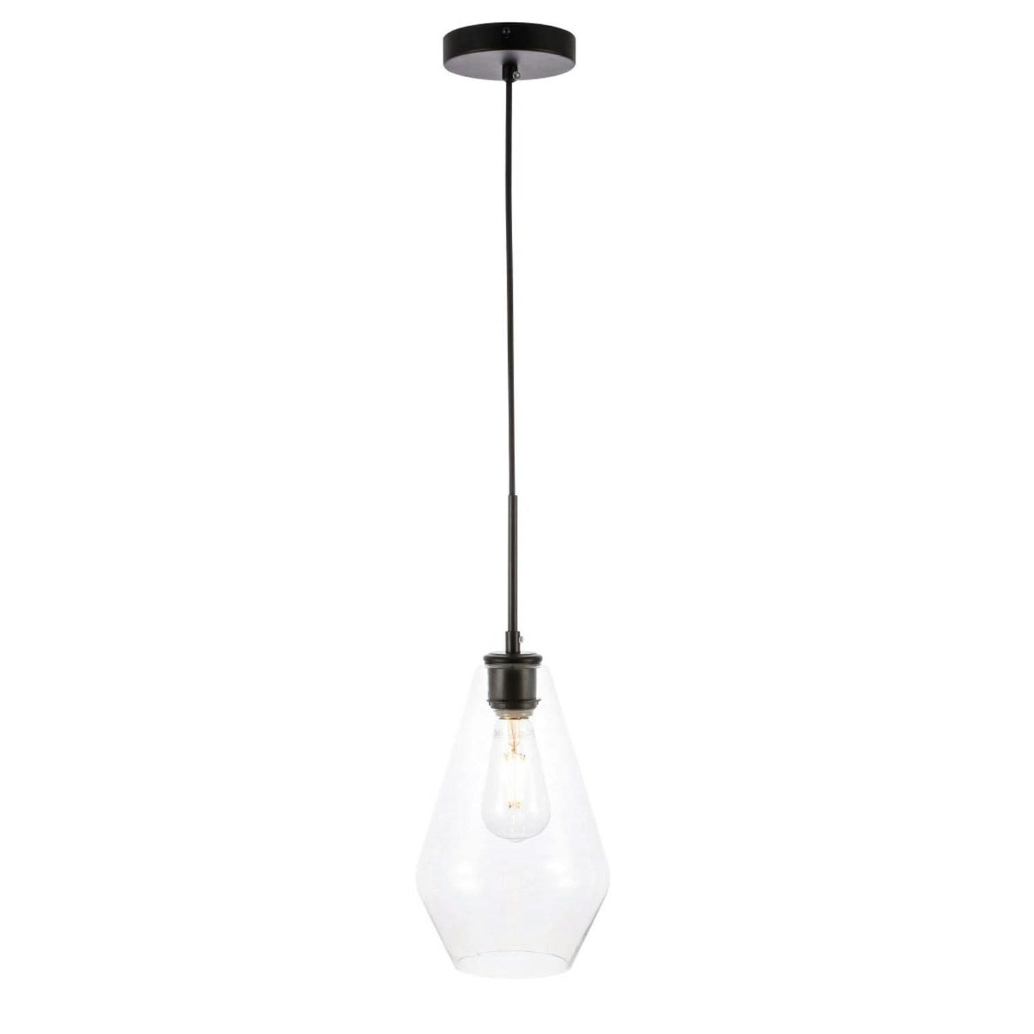 Gene 7.1" Contemporary Black and Clear Glass LED Pendant
