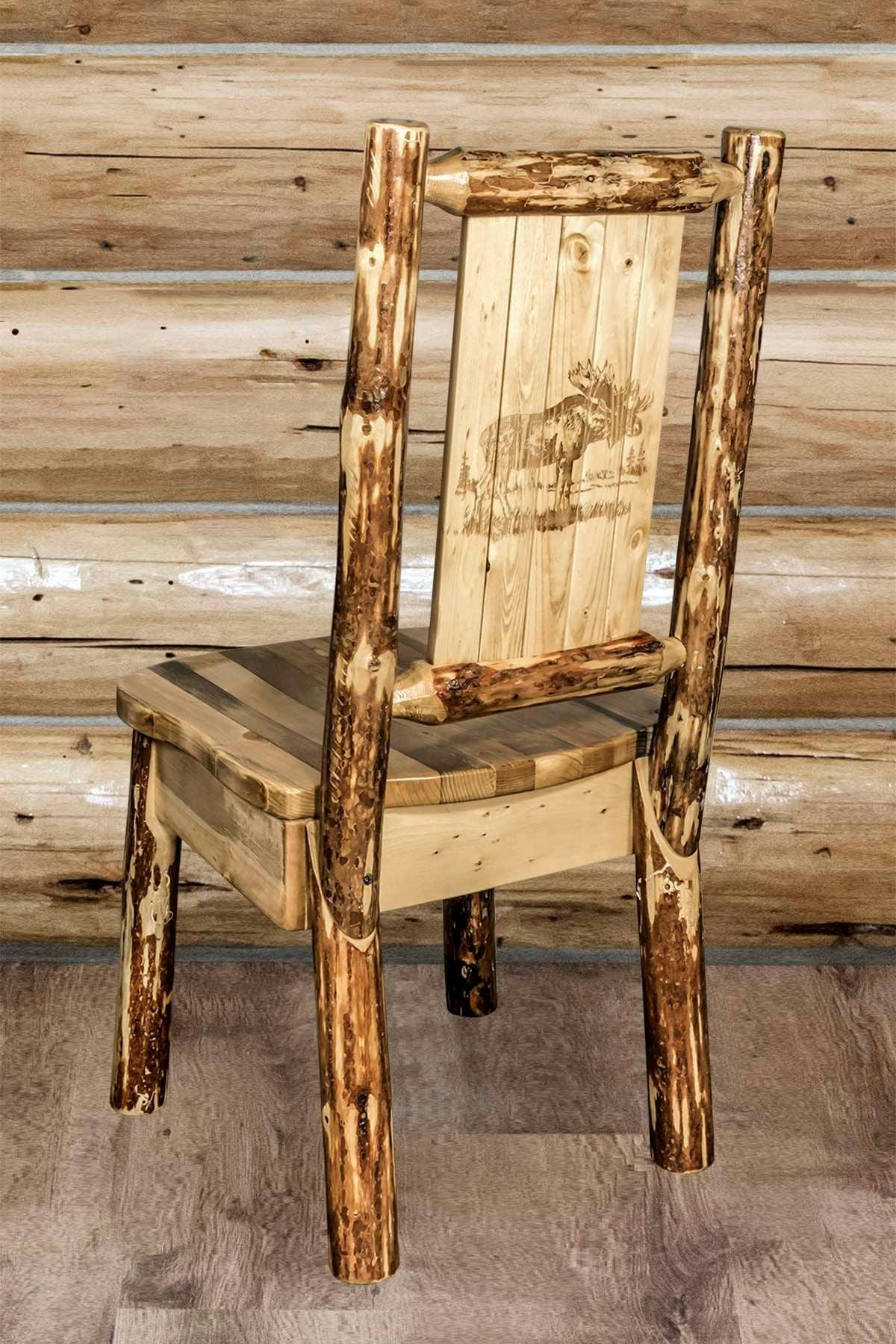 Glacier Country Ergonomic Side Chair with Engraved Wolf Design