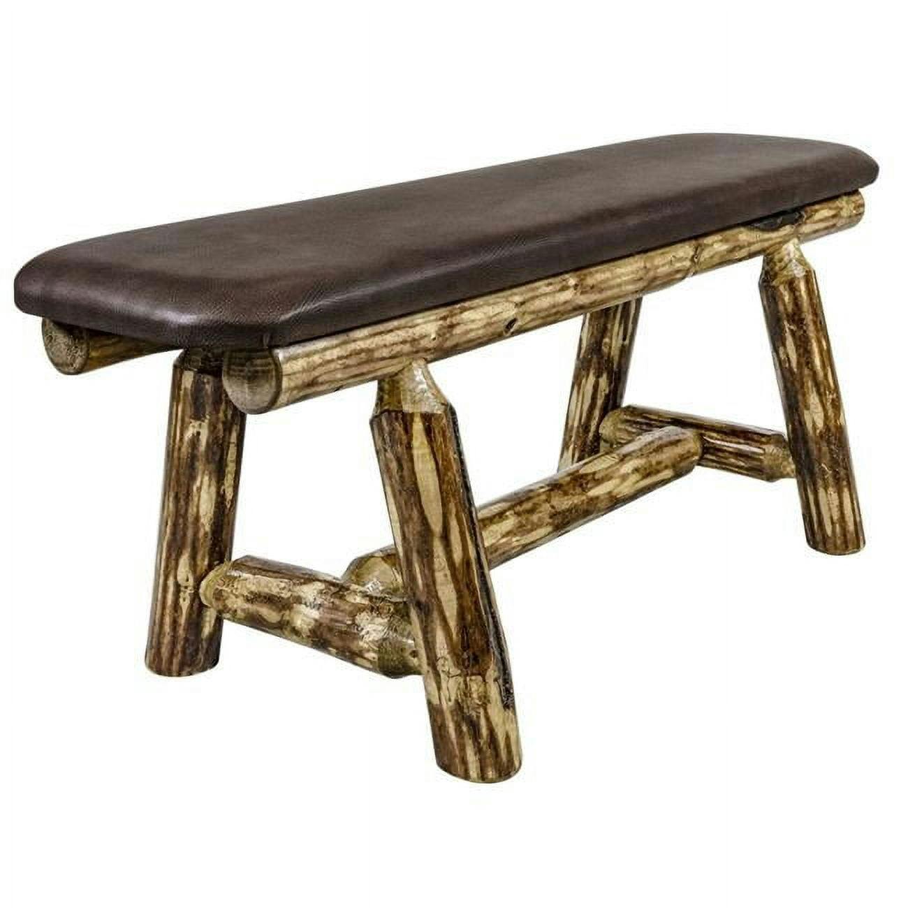 Glacier Country Rustic Plank-Style 45" Bench with Saddle Upholstery