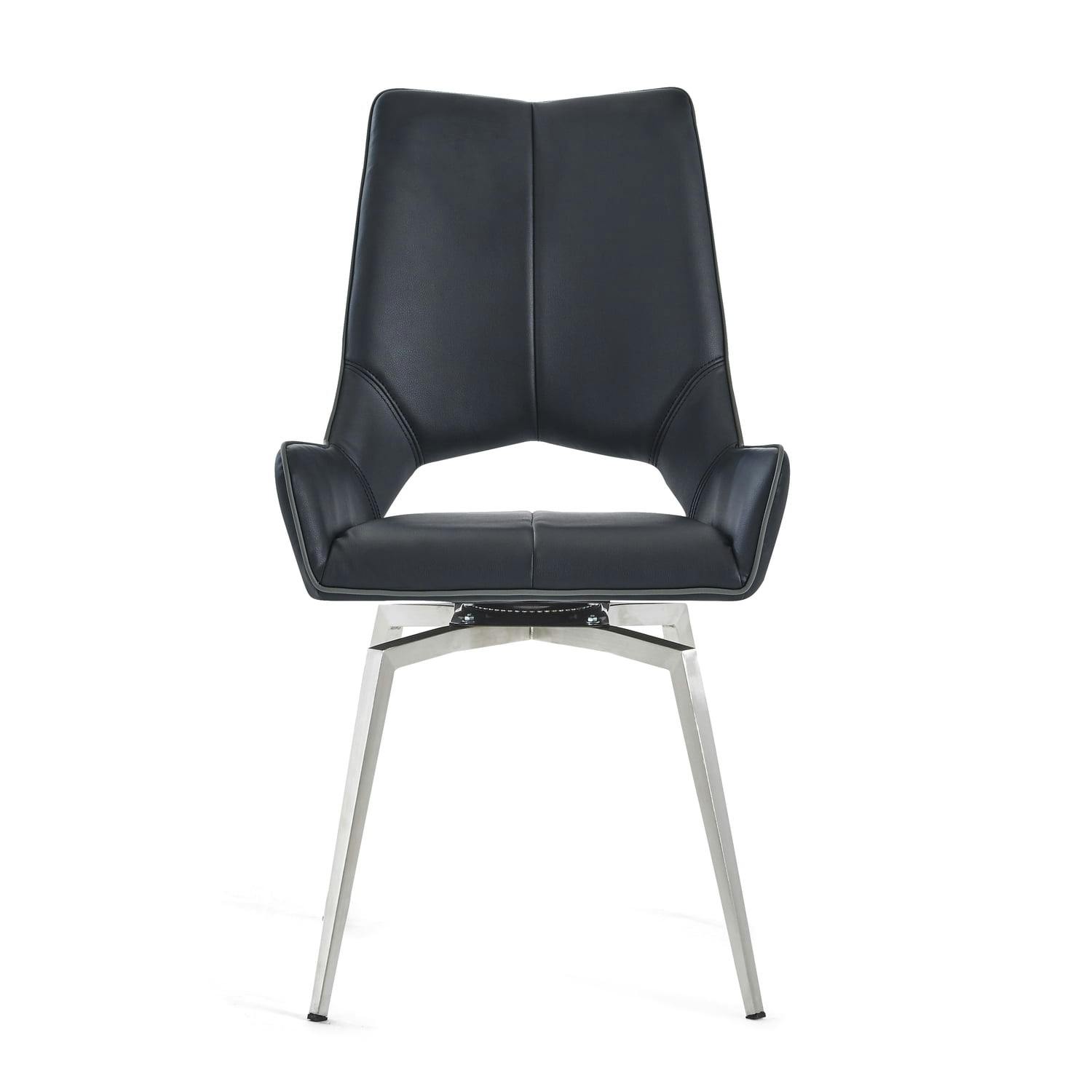 Contemporary Black Faux Leather 37" Swivel Arm Chair