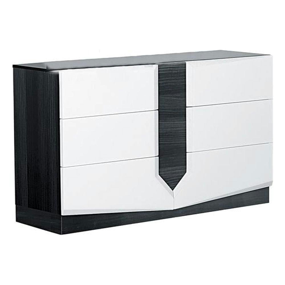 Hudson High Gloss White and Grey Zebrano Dresser with Jewelry Compartment