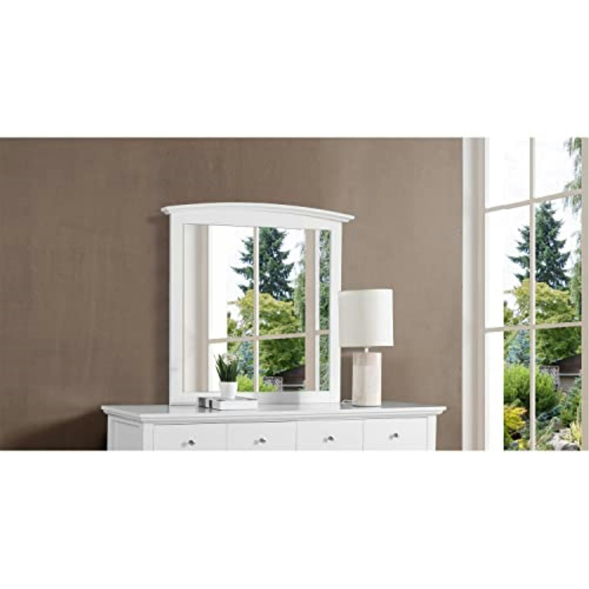 Elegant White Arched Dresser Mirror with Low Distortion Glass