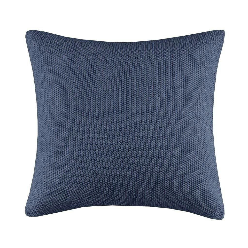 Casual Indigo Knit Euro Pillow Cover in Soft Acrylic