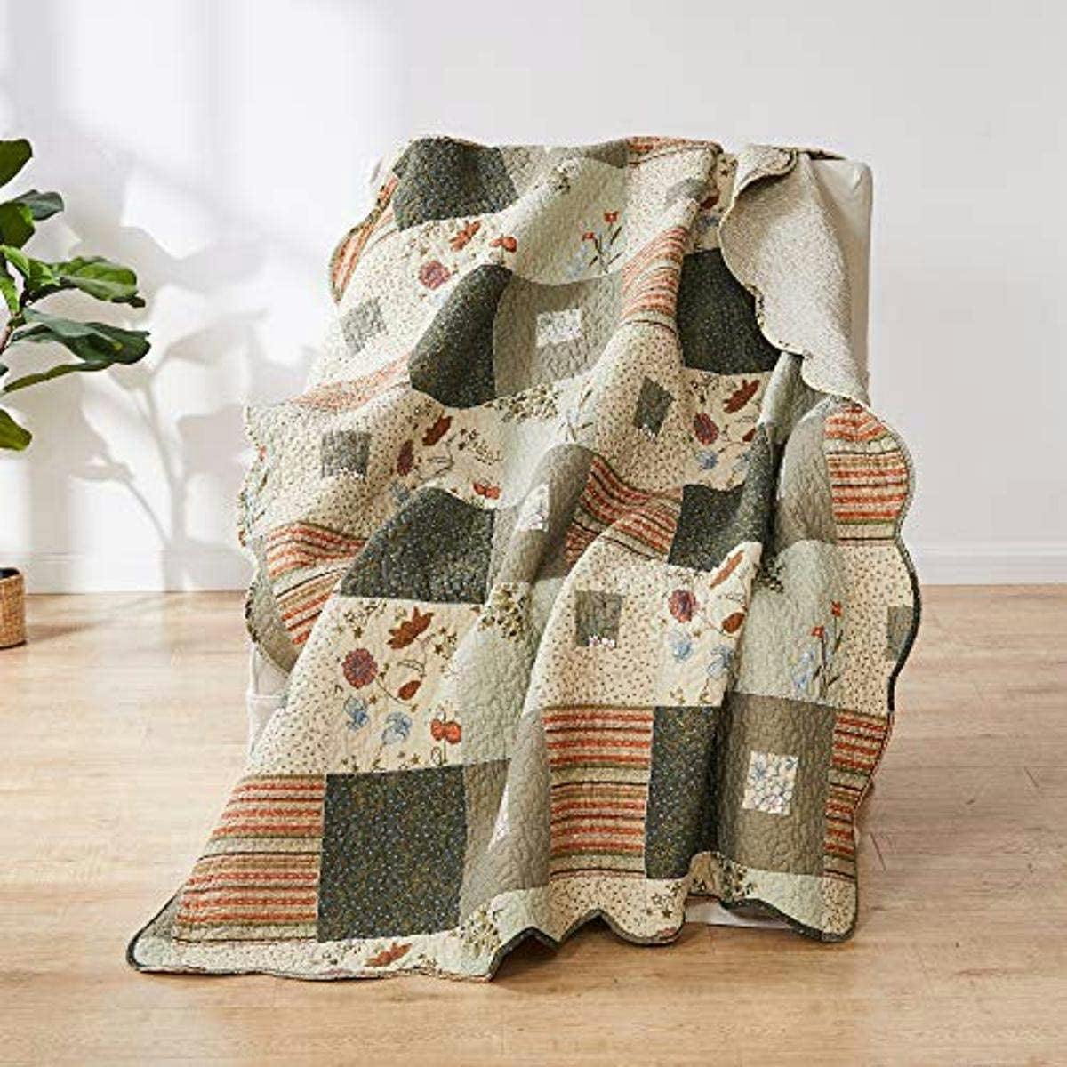 Sedona Modern Reversible Cotton Throw Blanket, 50" x 60", Taupe