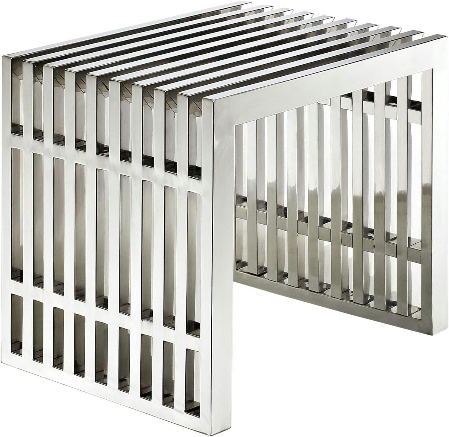 Gridiron Small Silver Stainless Steel Multi-Purpose Bench with Storage