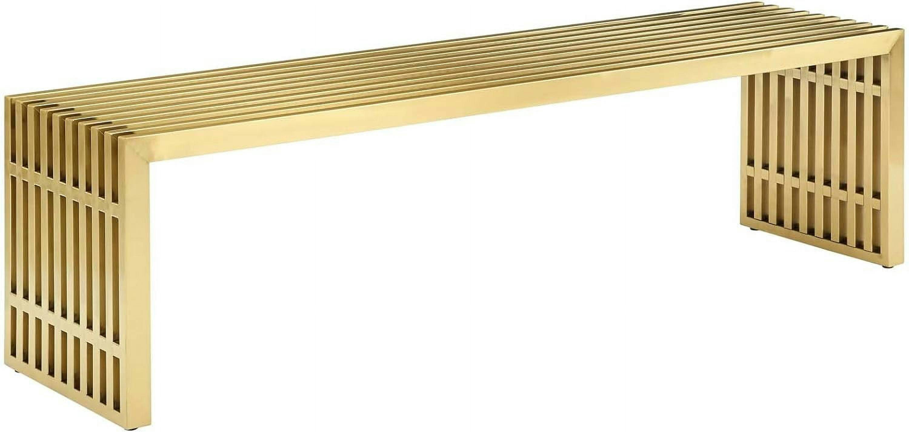 Elegant Gridiron 60'' Gold Stainless Steel Bedroom Bench
