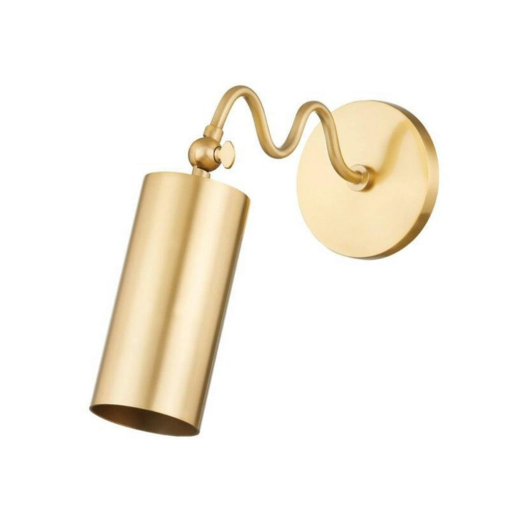 Elegant Aged Brass Cylinder Sconce with Adjustable Shade