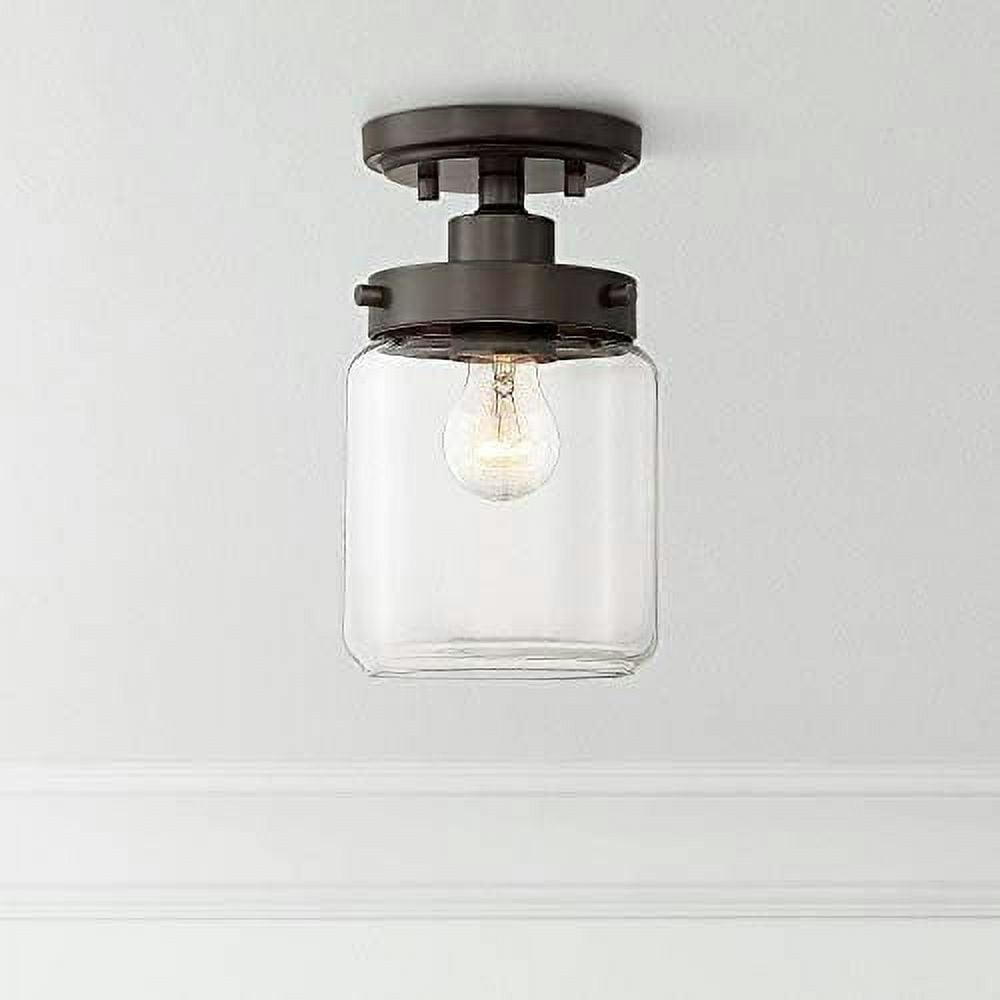 Devonshire Bronze and Clear Glass 15" Farmhouse Ceiling Light