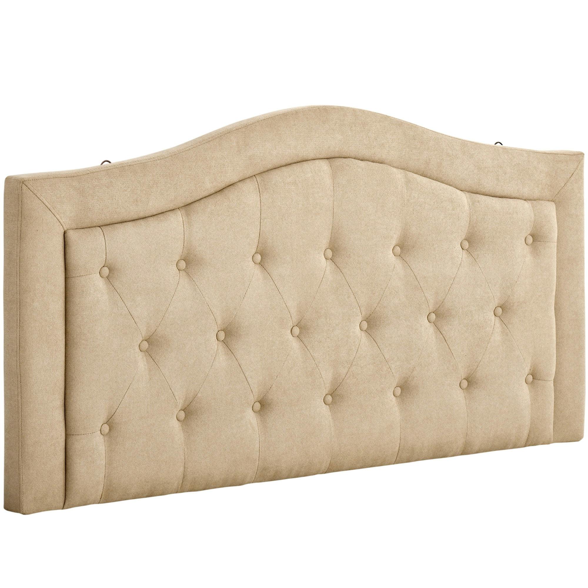 Elegant Beige Full-Size Tufted Upholstered Headboard