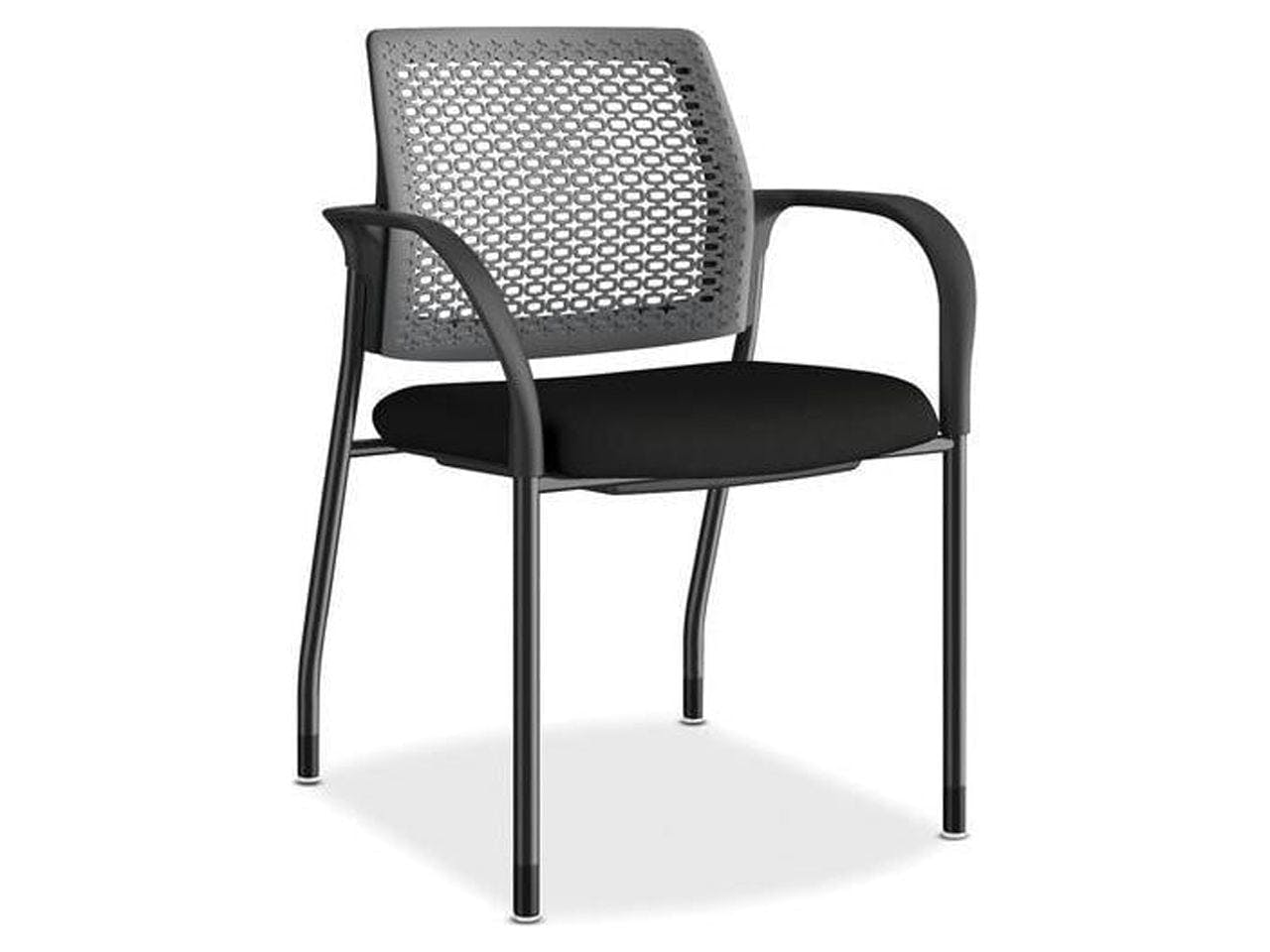 Contour Comfort Black Fabric and Steel Stacking Chair