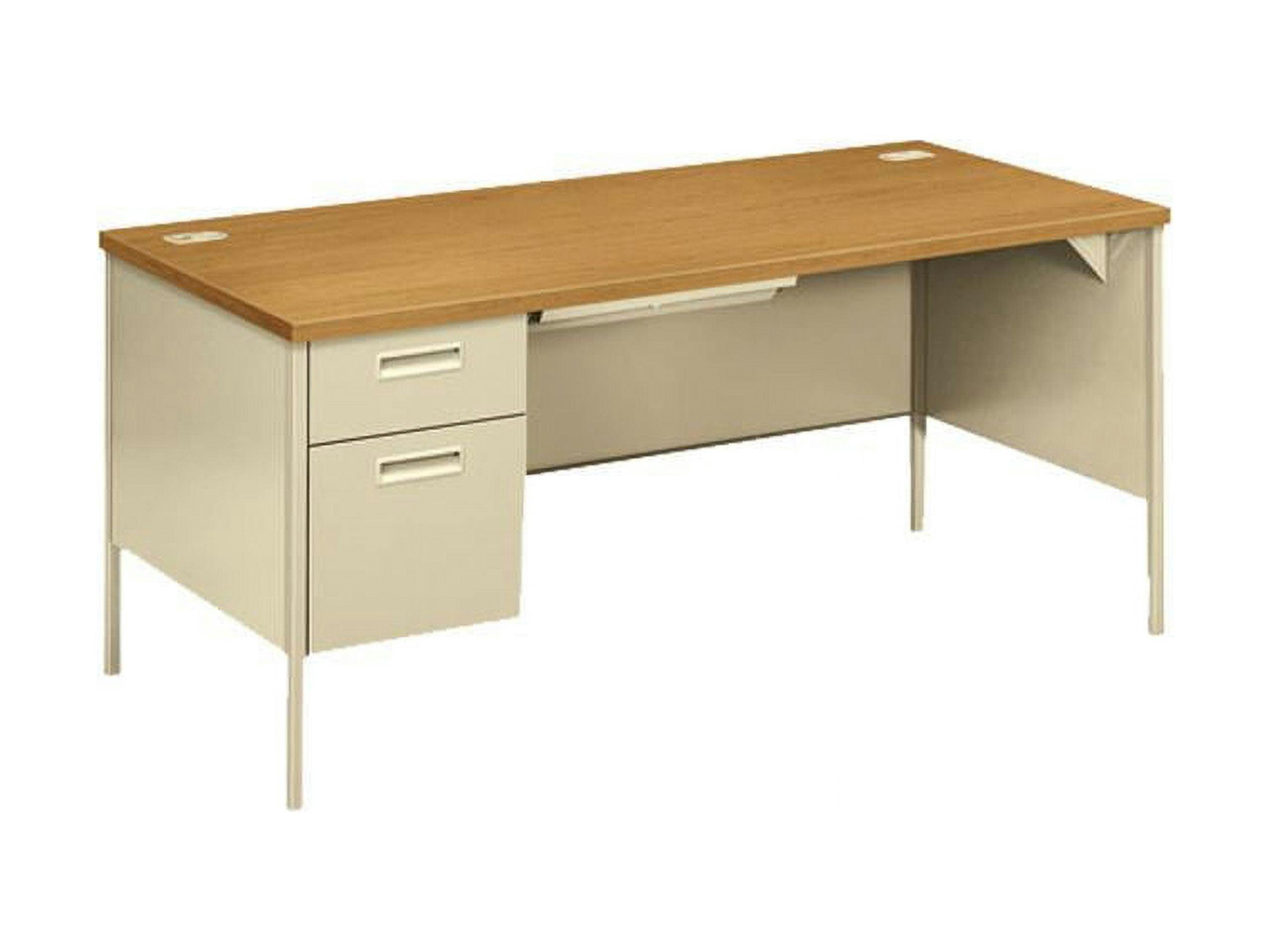 Metro Classic 66" Steel Workstation Desk with Filing Cabinet in Putty