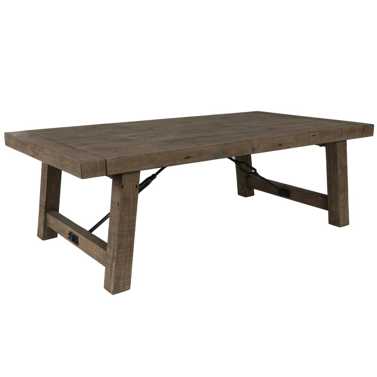 Weathered Gray Reclaimed Pine and Metal Turnbuckle Coffee Table