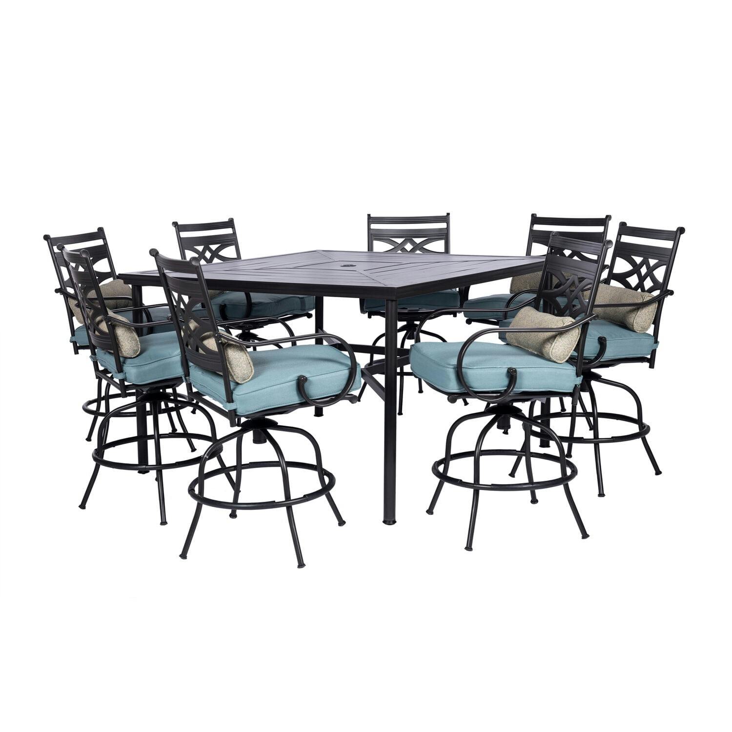 Montclair 9-Piece Ocean Blue High-Dining Patio Set with Swivel Chairs