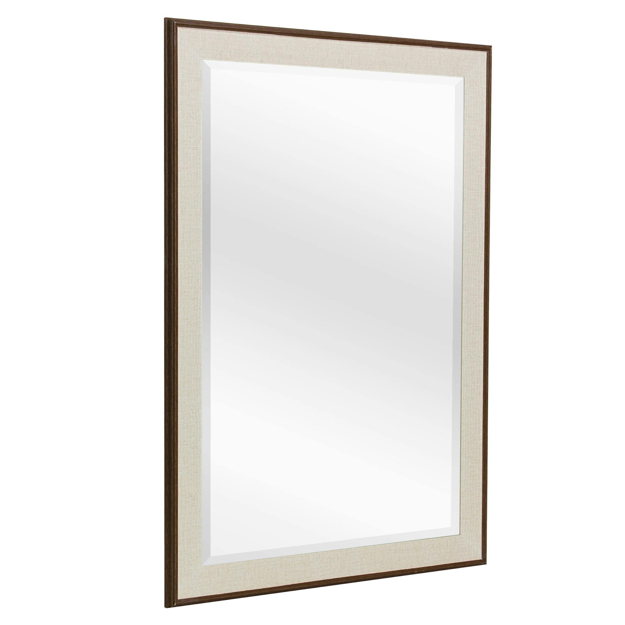 Rustic Brown and Cream Rectangular Vanity Wall Mirror